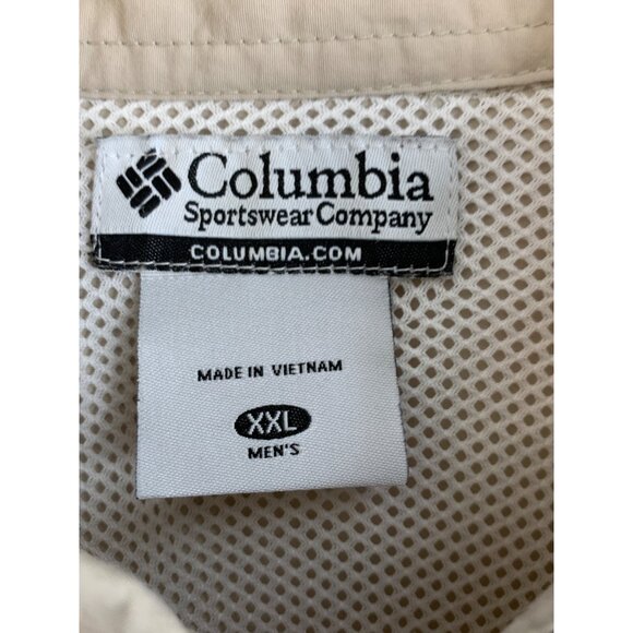 Columbia Mens PFG Performance Fishing Gear Shirt XXL Beige Nylon EUC 8210 - Picture 3 of 10
